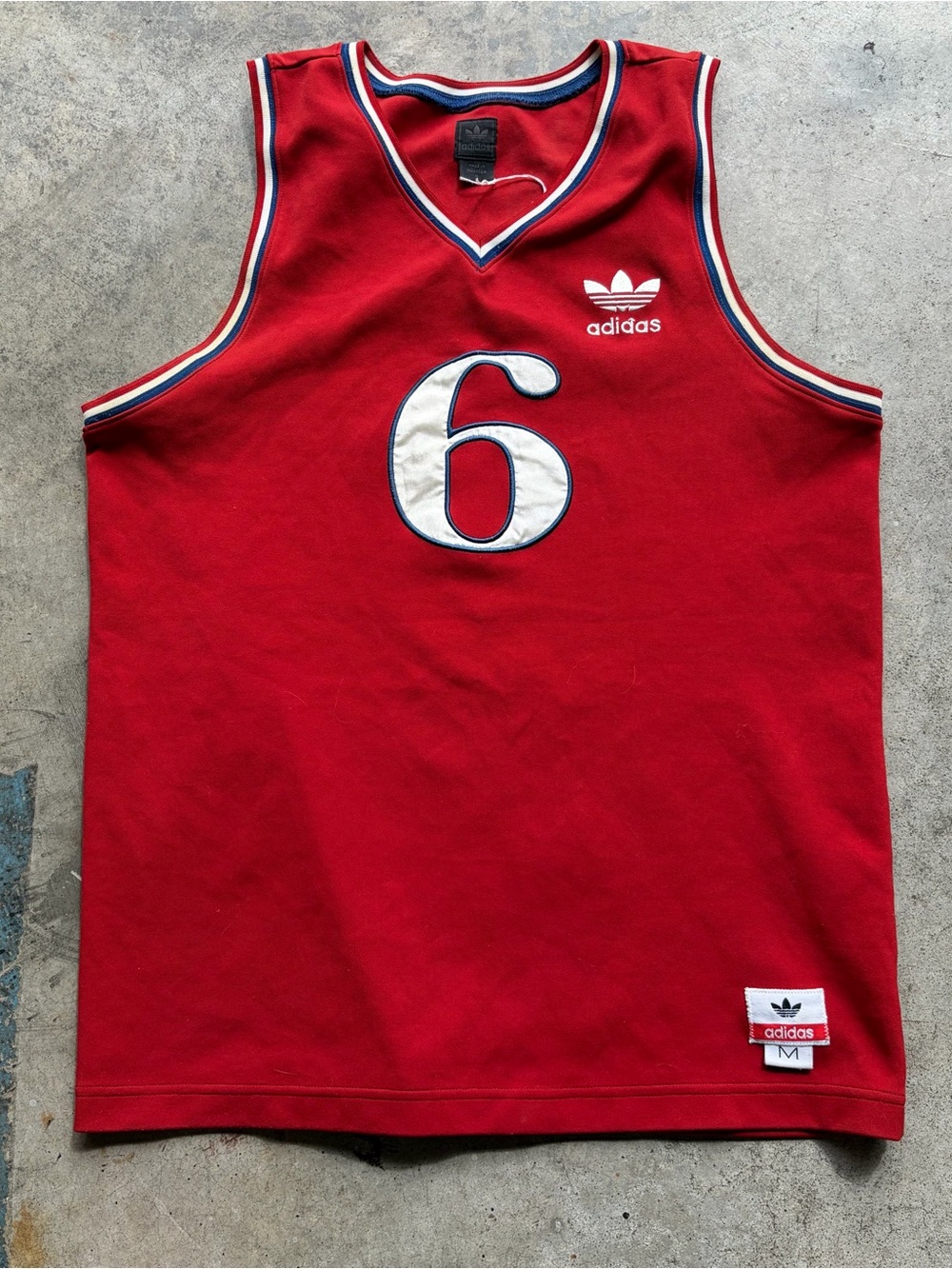 Vintage Philadelphia 76ers Adidas Julius Erving Dr J  Jersey Red Blue Mens